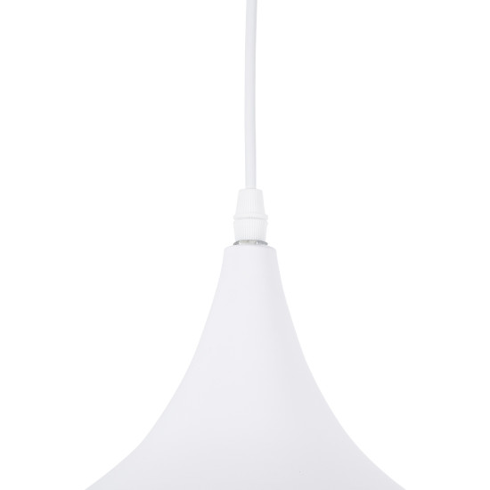 SHANGHAI WHITE 01026-B Μοντέρνο Κρεμαστό Φωτιστικό Οροφής Μονόφωτο 1 x E27 Λευκό Μεταλλικό Καμπάνα Φ37 x Υ17cm