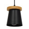 LANA 01424 Modern Single Light Ceiling Pendant Light with Wooden Base and Black Cap Φ13 x H17cm