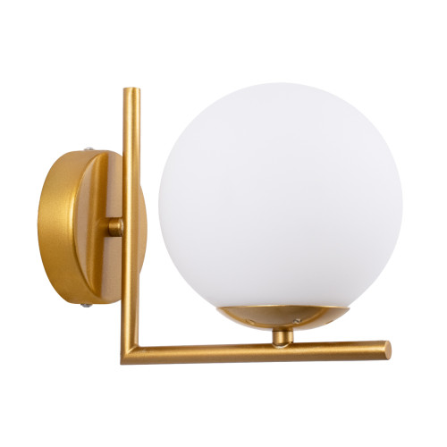 JADA 01426 Modern Wall Lamp Sconce Single Light Metallic Gold with White Matt Glass M15 x W21.5 x H18cm