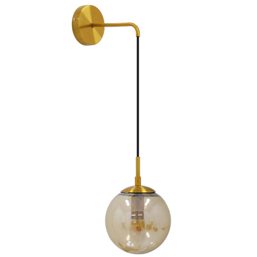 MADISON 01427 Modern Wall Lamp Sconce Single Light Gold with Honey Glass Φ15 x H54cm