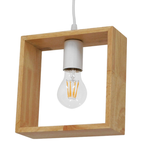 ELISE 01428 Modern Hanging Ceiling Lamp Single Light Beige Wooden Oak M20 x W8 x H23cm
