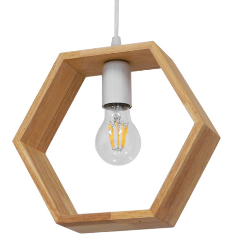 ELISE 01429 Modern Hanging Ceiling Lamp Single Light Beige Wooden Oak M26 x W8 x H25cm