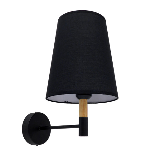 LYDFORD 01432 Modern Wall Lamp Sconce Single Light Black with Beige Wood Metal Φ20 x H36cm