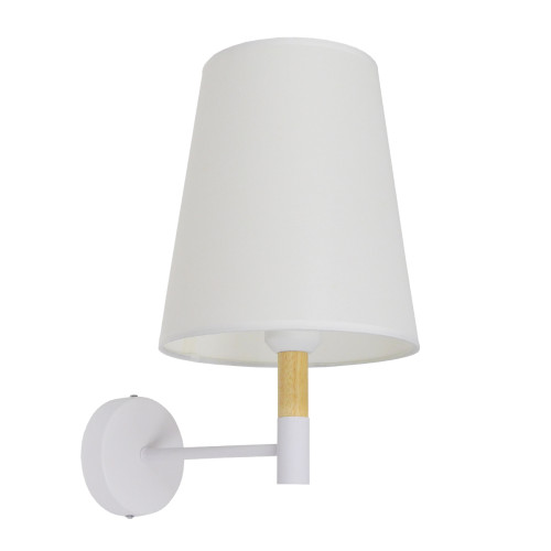 LYDFORD 01433 Modern Wall Lamp Sconce Single Light White with Beige Wood Metal Φ20 x H36cm