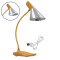  DRAPER 01438 USB Rechargeable Desk Lamp LED 6 Watt Single Light Wood Tone Metal with Silver Cap Day White 4500K Dimmable
