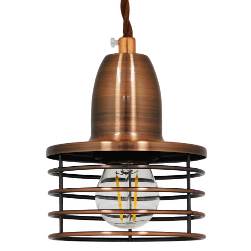 MANHATTAN 01453 Modern Industrial Pendant Ceiling Light Single Light Metal Copper Bell Φ11 x H14cm