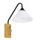 ALESSIA 01457 Modern Wall Lamp Sconce Single Light Black White with Wooden Base and ON/OFF Switch Metal Φ18 x H29cm