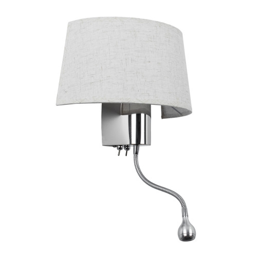 ELEGANT 01493 Modern Wall Lamp Sconce Metal Chrome Nickel with White Fabric Two-Light 1xE27