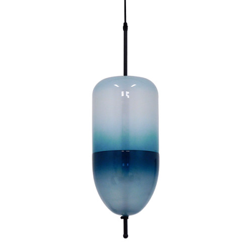 TEARDROP 01504 Modern Hanging Ceiling Lamp Single Light Glass Turquoise Transparent Φ20 x H65cm