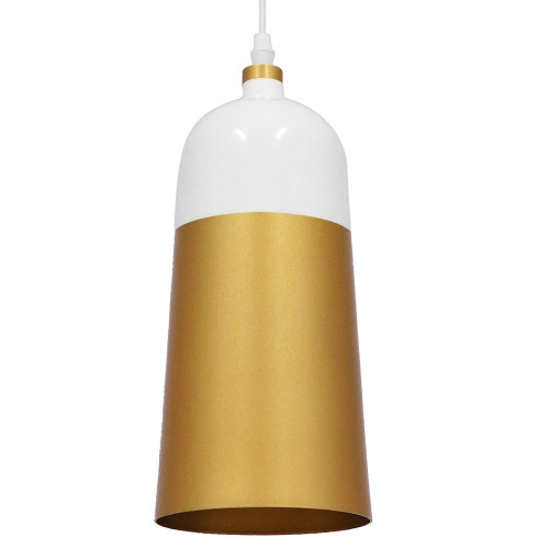 PALAZZO 01524 Modern Hanging Ceiling Lamp Single Light White - Gold Metal Bell Φ14 x H34cm