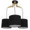 RAMSON 01525 Modern Hanging Ceiling Lamp Three Lights Black with Wood and Fabric Caps Φ67 x H65cm