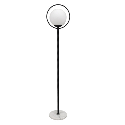VERSAILLES 01542 Modern Floor Lamp Single Light Metallic Black with Milky Glass Φ35 x H170cm