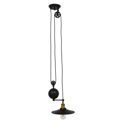  CARILO 01549 Vintage Industrial Hanging Ceiling Lamp Single Light Black Metal with Adjustable Suspension M32 x W26 x H120cm