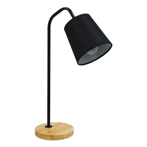  BARNABY 01573 Modern Table Lamp Portable Single Light Black Metal with Cap and Wooden Brown Base Φ13 x H48cm