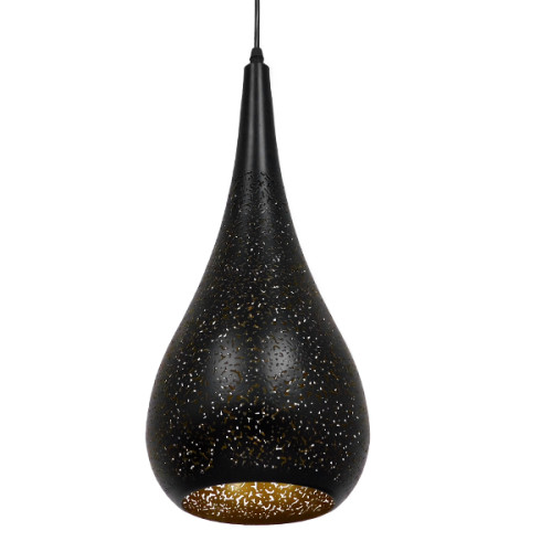 CORONA 01589 Modern Hanging Ceiling Lamp Single Light Black with Gold Metallic Bell Φ20 x H46cm