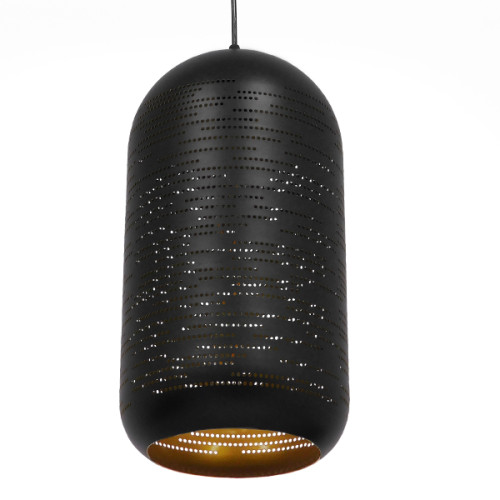 SAGA 01591 Modern Hanging Ceiling Lamp Single Light Black - Gold Metal Bell Φ20 x H41cm