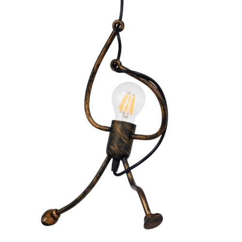 LITTLE MAN 01653 Modern Hanging Ceiling Lamp Single Light Rust Brown Metal Φ20 x H40cm