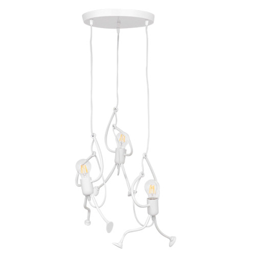 LITTLE MAN 01654 SET Modern Hanging Ceiling Lamp Three Lights White Metal Φ45 x H40cm