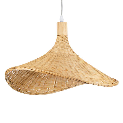  CUBA 01717 Vintage Hanging Ceiling Lamp Single Light Beige Wooden Bamboo Φ43 x H30cm