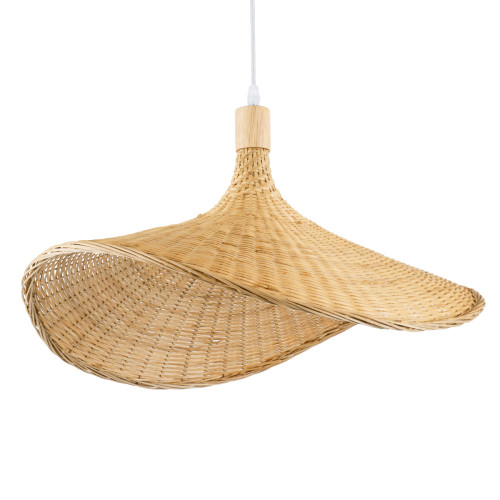  CUBA 01719 Vintage Hanging Ceiling Lamp Single Light Beige Wooden Bamboo Φ53 x H30cm