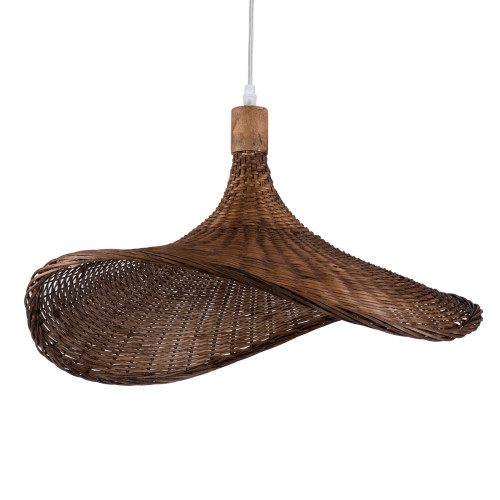  CUBA 01720 Vintage Hanging Ceiling Lamp Single Light Brown Wooden Bamboo Φ53 x H30cm
