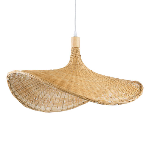  CUBA 01721 Vintage Hanging Ceiling Lamp Single Light Beige Wooden Bamboo Φ63 x H32cm