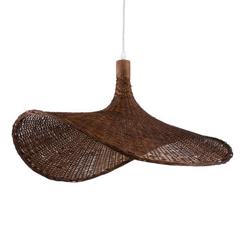  CUBA 01722 Vintage Hanging Ceiling Lamp Single Light Brown Wooden Bamboo Φ63 x H32cm