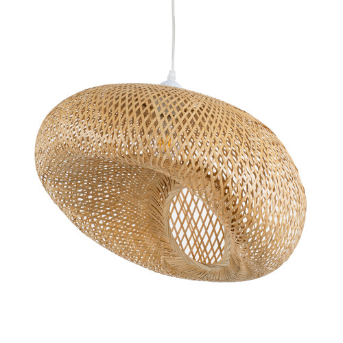  CARIBBEAN 01723 Vintage Hanging Ceiling Lamp Single Light Beige Wooden Bamboo Φ45 x H24cm
