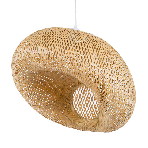  CARIBBEAN 01724 Vintage Hanging Ceiling Lamp Single Light Beige Wooden Bamboo Φ60 x H38cm