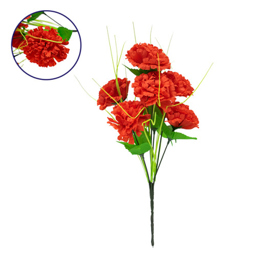  09073 Artificial Plant Decorative Bouquet Red M20cm x H35cm W20cm with 7 X Carnations