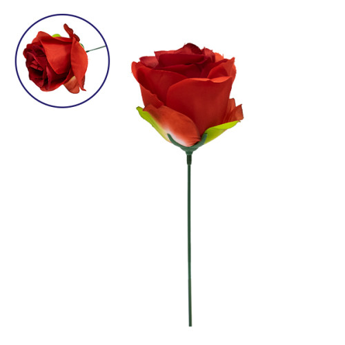  09076 Τεχνητό Φυτό Διακοσμητικό Τριαντάφυλλο Κόκκινο M8cm x Υ20cm Π8cm