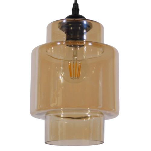  ASPEN 10001078 Vintage Industrial Pendant Ceiling Light Single Light Glass Tinted Honey Φ18 x H30cm