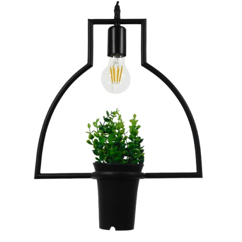  FLOWERPOT 10001209 Modern Hanging Ceiling Lamp Single Light Black Metal with Decorative Plant Φ34 x H34cm
