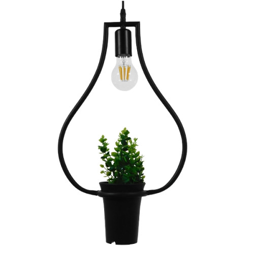  FLOWERPOT 10001210 Modern Hanging Ceiling Lamp Single Light Black Metal with Decorative Plant Φ27 x H40cm