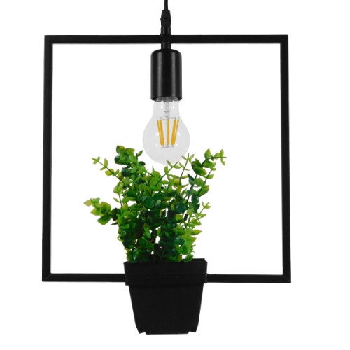  FLOWERPOT 10001211 Modern Hanging Ceiling Lamp Single Light Black Metal with Decorative Plant Φ30 x H30cm
