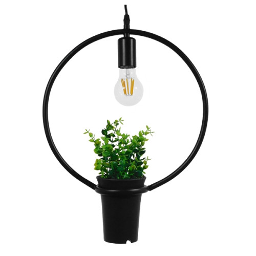  FLOWERPOT 10001212 Modern Hanging Ceiling Lamp Single Light Black Metal with Decorative Plant Φ30 x H30cm
