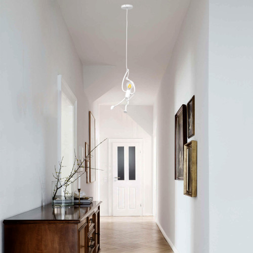 FIGURE 10001651 Modern Hanging Children's Ceiling Lamp Single Light White Metal Figure Φ20 x H40cm