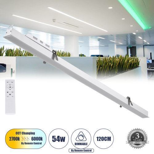  LUCA 61033 Linear Recessed Luminaire Linear LED CCT 54W 6500lm 120° AC 220-240V M121.5 x W5 x H4cm