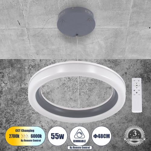 ARIANA 61039 Suspended Ceiling Light Circle LED CCT 55W 6376lm 120° AC 220-240V