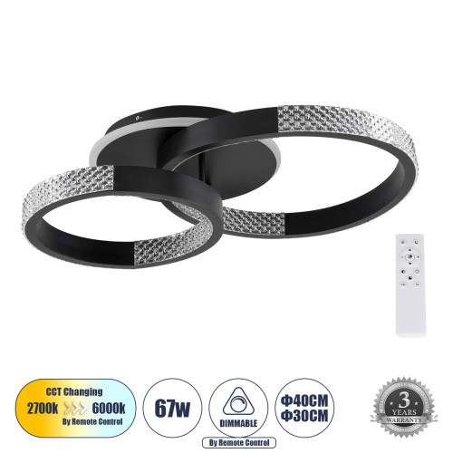  DIAMOND 61111 Ceiling Light Ring-Circle LED CCT 67W 8078lm 360° AC 220-240V-Switching Lighting via Remote Control All In One