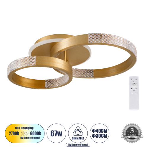  DIAMOND 61113 Ceiling Light Ring-Circle LED CCT 67W 8078lm 360° AC 220-240V - Switching Lighting via Remote Control All In One