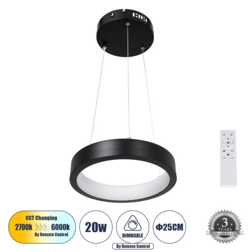 NEMESIS 61152 Pendant Light Ring-Circle LED CCT 20W 2356lm 360° AC 220-240V