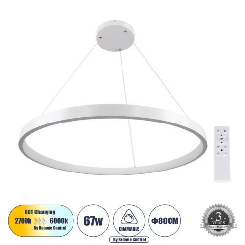 NEMESIS 61162 Pendant Light Ring-Circle LED CCT 67W 7689lm 360° AC 220-240V