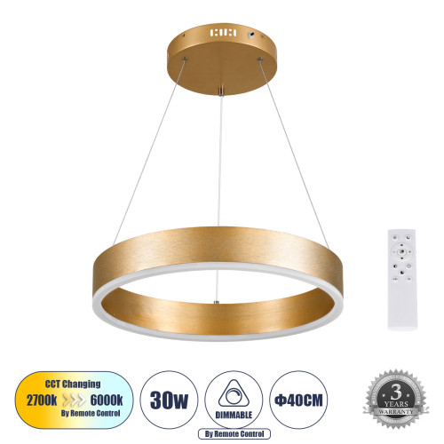  VENOM 61175 Κρεμαστό Φωτιστικό Δαχτυλίδι-Κύκλος LED CCT 30W 3513lm 120° AC 220-240V