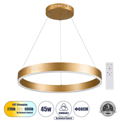 VENOM 61178 Pendant Light Ring-Circle LED CCT 45W 5269lm 120° AC 220-240V 