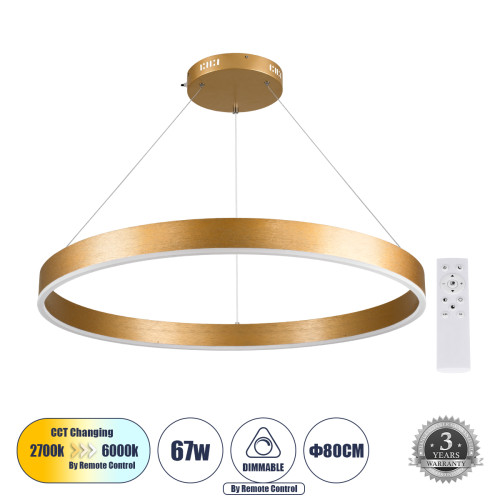VENOM 61181 Pendant Light Ring-Circle LED CCT 67W 7863lm 120° AC 220-240V 