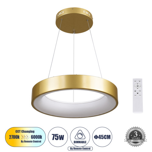SALEM 61243 Hanging Ceiling Light Ring-Circle LED CCT 75W 8625lm 120° AC 220-240V 