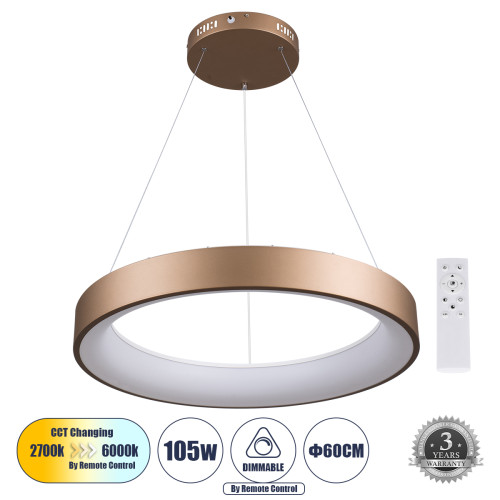 SALEM 61248 Hanging Ceiling Light Ring-Circle LED CCT 105W 12075lm 120° AC 220-240V