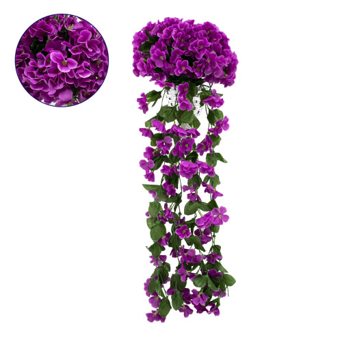  78051 Τεχνητό Κρεμαστό Φυτό Διακοσμητικών Λουλουδιών με Βιολετί Φλόξ M30 x Υ80 x Π30cm