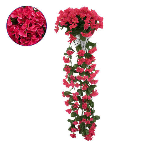 78053 Τεχνητό Κρεμαστό Φυτό Διακοσμητικών Λουλουδιών με Φούξια Φλόξ M30 x Υ80 x Π30cm